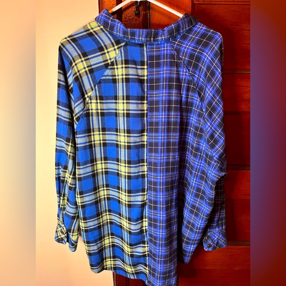 Split Plaid Button Up - Picture 2 of 5